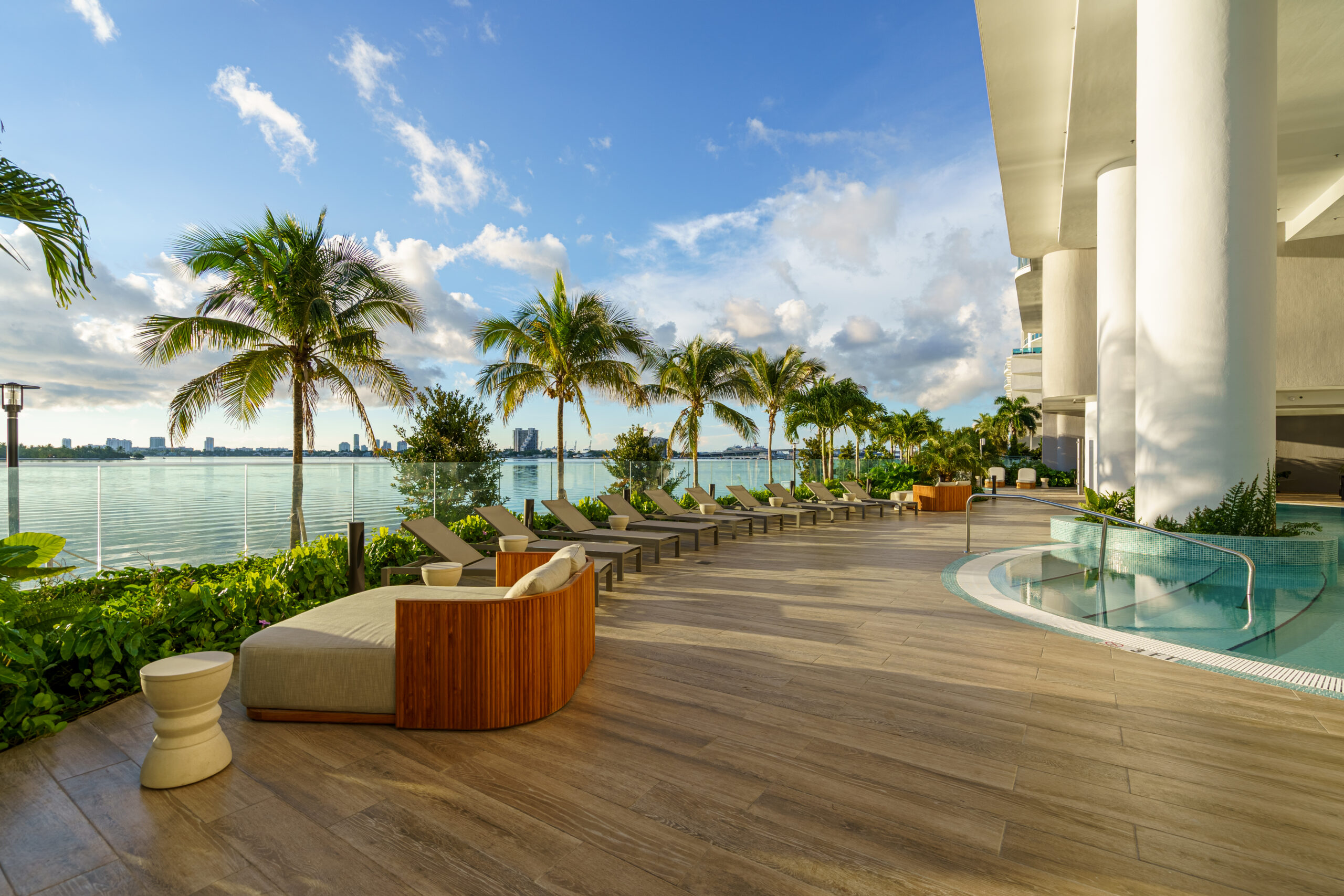 Aria Reserve Miami Unit 5206 bayfront pool and lounge terrace